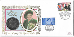 1995 Isle Of Man 1 Crown 95th Birthday Queen Elizabeth The Queen Mother Coin Cover - Eiland Man