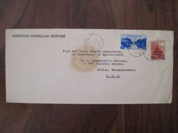 Norvège 1939 Bergen Consulate The Foreign Office Of USA BOSTON Enveloppe Cover Norge Norway - Covers & Documents