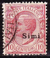 DODECANESE 1912 Black Overprint SIMI On Italian 10 Cent Red Vl. 3 - Dodekanesos