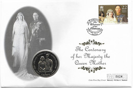 1999 Isle Of Man 1 Crown The Life & Times Of The Queen Mother 1923 Coin Cover - Île De  Man