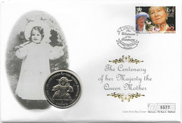 1999 Isle Of Man 1 Crown The Life & Times Of The Queen Mother Coin Cover - Isle Of Man