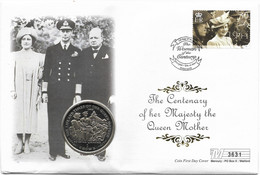 2000 Isle Of Man 1 Crown The Life & Times Of The Queen Mother 1945 Coin Cover - Eiland Man
