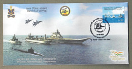 India 2022 NEW ***President's Fleet Review Sukhoi Su-33 Navy Ship Submarine Carrier FDC Cover (**) Inde Indien - Covers & Documents