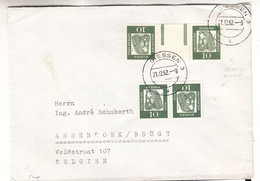 Allemagne - République Fédérale - Lettre De 1962 - Oblit Giessen - Tête Bêche - Interpanneau - Valeur 25,50 €( 18 + 7,5) - Storia Postale