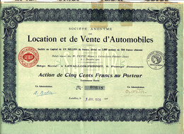 RARE ACTION SOCIETE DE LOCATION ET DE VENTE D AUTOMOBILES LEVALLOIS PERRET 1926 V.DESCRIPT. + SCAN - Automobilismo