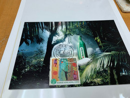 Hong Kong Stamp Card Beer Drink - Brieven En Documenten