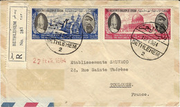 1964- Enveloppe Reccommandée De BETHLEHEM   Pour La France - Très Bel Affranchissement - Jordanie