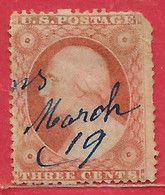 Etats-Unis D'Amérique N°10 3c Rouge 1857-60 O - Gebraucht
