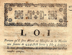 REVOLUTION LOI DU 10 NOVEMBRE 1790 RECEVEUR DES IMPOSITIONS 2PAGES BON ETAT VOIR SCANS - Wetten & Decreten