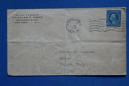 AS2 ETATS UNIS  BELLE LETTRE  1916 NEW YORK  POUR  SPEZIA LIGURIA   ITALY   +CACHET GENOVA VERSO +AFFRANCH. PLAISANT - - Brieven En Documenten