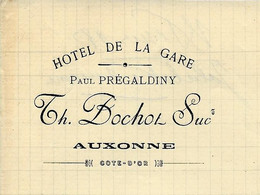 HOTEL DE LA GARE PAUL PREGALDINY TH.BOCHOL SUCC. AUXONNE COTE D OR BE 1898 => Vairet Baudot Briquetrie Ciry Le Noble - 1800 – 1899