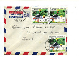 CONGO Makabana 1978 - Affranchissement Multiple Sur Lettre - Oiseaux Grues Couronnées - Grues Et Gruiformes