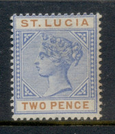 St Lucia 1883-98 QV Portrait 2d (light Tones) MLH - St.Lucia (...-1978)