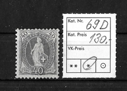 1894 - 1900 STEHENDE HELVETIA → Weisses Papier Kontrollzeichen Form B    ►SBK-69D*◄ - Unused Stamps