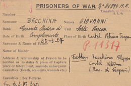 Cartolina Prigioniero Di Guerra - Prisoners Of War - INDIA - Gevangenis