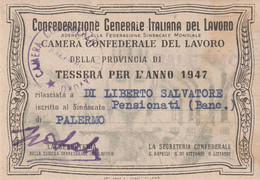 Tessera - Confederazione Generale Italiana Del Lavoro 1947 - Tarjetas De Membresía