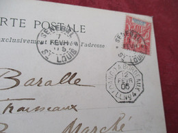 Sur CPA St Louis Sénégal   Cachet Maritime Loango  à Bordeaux LL N°4 12/02/1905 Pour Paris - Poste Navale