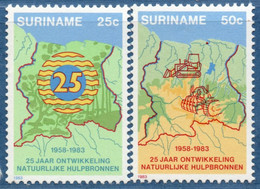 Suriname 1983 Development Natural Recources 2 Values MNH 2202.2176 Map - Fábricas Y Industrias