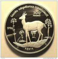 @Y@   Turkmenistan 1996 Goitered Gazelle 500 Manat Silver Coin,Proof - Turkmenistan