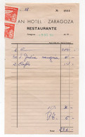 Zaragoza (Espagne)  Facture GRAN HOTEL ZARAGOSA 1962  Avec Timbre Fiscal (PPP34938) - Spanien