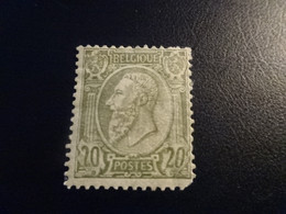 BE41 -  Stamp Mint Larged Hinged - Missing Corner   - Belgium - 1884 -1891 -   - NO. 47 - Koning Leopold I - 20 C Olive - 1884-1891 Leopold II