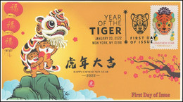 2022 United States USA, Year Of The Tiger, First Day Of Issue, Pictorial Postmark, Lunar Cover (**) - Lettres & Documents