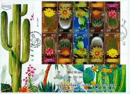 ISRAEL New *** 2022 CACTUS FAMILY SOUVENIR SHEET FDC FLOWERS FLORA (**) - Lettres & Documents