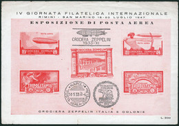 San Marino - Zeppelin - 1933 - O HB No Catalogada Emitida Motivo "IV Jornadas Filatélicas" - Gebruikt