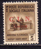 CLN SAVONA 1945 TAMBURINI SOPRASTAMPATO D'ITALIA REGNO ITALY KINGDOM SURCHARGED CENT. 5c MNH - Nationales Befreiungskomitee