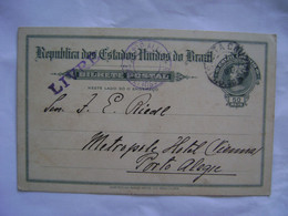BRAZIL - POST TICKET SENT FROM SANTA CRUZ TO PORTO ALEGRE FREE STAMP IN PURPLE IN 1917 IN THE STATE - Used Stamps