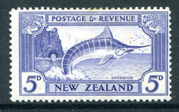 New Zealand 1935-36 Pictorials - Single Wmk. - 5d Striped Marlin - P.13½ X 14 HM (SG 563c) - Nuevos