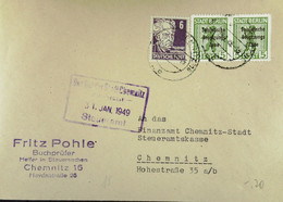 SBZ Brief Aus CHEMNITZ Mit 6 Pf G.Hauptmann Und 5 Pf Berlin Im Waager.Paar Mit SBZ-Aufdruck V 29.1.49  Knr: 213. 200 (2) - Lettres & Documents