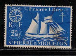 ST PIERRE & MIQUELON Scott # 309 Used - St Malo Fishing Schooner - Used Stamps