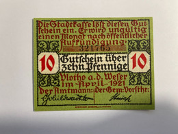 Allemagne Notgeld Blotho 10 Pfennig - Collezioni