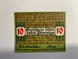 Allemagne Notgeld Blotho 10 Pfennig - Colecciones