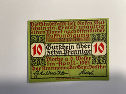 Allemagne Notgeld Blotho 10 Pfennig - Collezioni