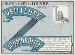 SUPERBE ETIQUETTE PUBLICITAIRE GRANDS MAGASINS DU LOUVRE Circa 1900 PARIS BOUGIE  VEILLEUSE COSMOPOLITE TBE - Advertising