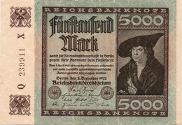 GERMANY- 5000 MARK 1922 - Wor:P-81c, Ros:R-80d - Circ -Dornen - 5.000 Mark