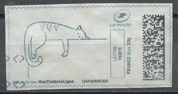 France - Frankreich Timbre Personnalisé Y&T N°MTEL LV20-110 - Michel N°BS(?) (o) - Chat Stylisé Dormant - Printable Stamps (Montimbrenligne)
