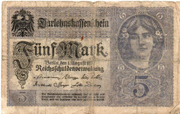 GERMANY- 5 MARK 1917  Wor:P-56a.1, Ros:R-54a - 5 Mark