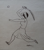 Caricature De Suzanne Lenglen Par Kelen  Fin Années 20 Début Années 30 - Altri & Non Classificati