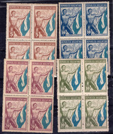 ARGENTINA 1949 PERONISMO 4 BLOCK OF 4 CINDERELLAS MNH VF - Frankeervignetten (Frama)