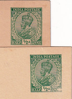 BRITISH INDIA-KG V- PRE DECIMAL- 1/2 ANNA POST CARDS- 2xERROR- DRY PRINT- VARIETY-MNH SCARCE-PA9-17 - Errors, Freaks & Oddities (EFO)