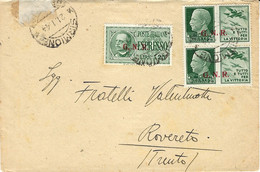 1944- Busta Da SIRMIONE  Con Espresso Unificato N°E19  + Paio N° 494 18 /ii  Per Rovereto - Correo Urgente