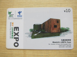 Shanghai 2010 EXPO Special Issued Prepaid Phonecard, Madrid's UBPA Case, Mint Expired, From A Set Of 289 - Cina