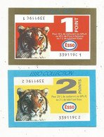 Ticket, 1 Point + 2 Points Pour 10 & 20 Litres De Carburant, ESSO COLLECTION , 2 Scans,  LOT DE 2 TICKETS - Ohne Zuordnung