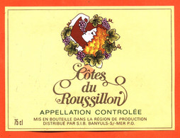 Etiquette Neuve De Vin Cotes Du Roussillon SIB à Banyuls Sur Mer - 75 Cl - Femme Art Nouveau - Languedoc-Roussillon