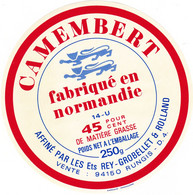 ÉTIQUETTE DE FROMAGE - CAMEMBERT  - AFFINÉ PAR REY - GROBELLET & ROLLAND - Cheese