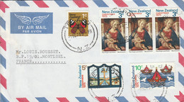 NOUVELLE ZELANDE AFFRANCHISSEMENT COMPOSE SUR LETTRE POUR LA FRANCE 1975 - Storia Postale