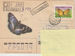 Ouzbékistan. Uzbekistan.Papillon. Butterfly. Lettre Pour Le Tadjikistan - Ouzbékistan